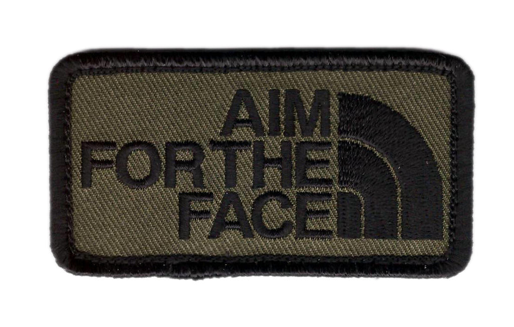 Velcro Camo Green Aim For the Face 2nd Amendment Tactical Bag Cap Morale Gear Patch