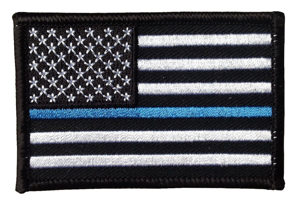 Velcro US Flag Blue Line Police Support Patch