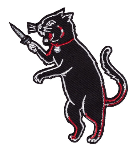 Black Cat with Blade Fink Rockabilly Tattoo Goth Punk Rock Biker Patch - Titan One