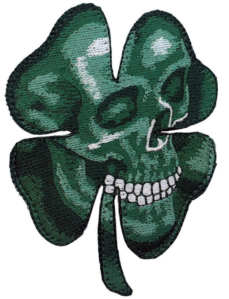 Irish Clover Shamrock Camo Green Skull Biker Celtic Patch - Titan One