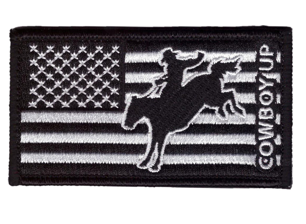 Tactical Cowboy Up USA Black White Flag Operator Patch