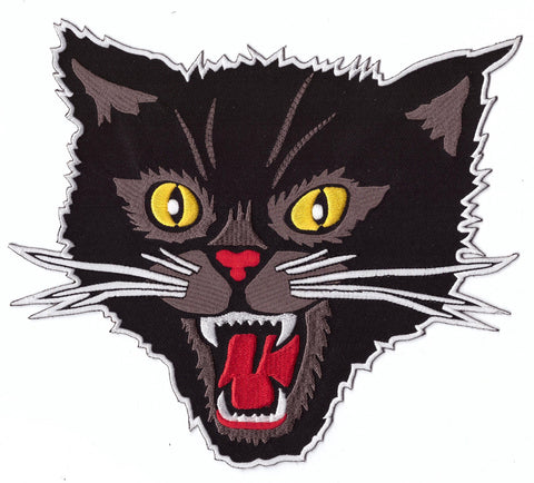 Black Screaming Cat Rockabilly Horror Tattoo Goth Patch - Titan One