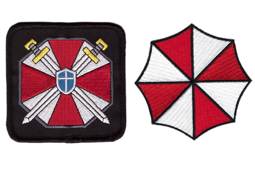 Set of 2 Shield Swords and Umbrella Resident Evil Umbrella Corporation Security Service Patches - Titan One