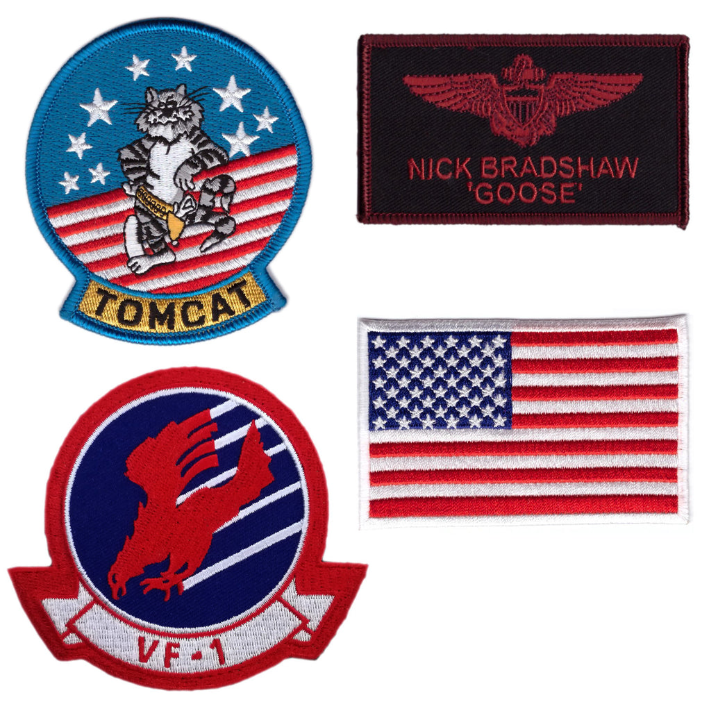 Set of 4 - Goose Top Gun Movie Navy Fighter Cosplay Jumpsuit Costume Patches - Titan One