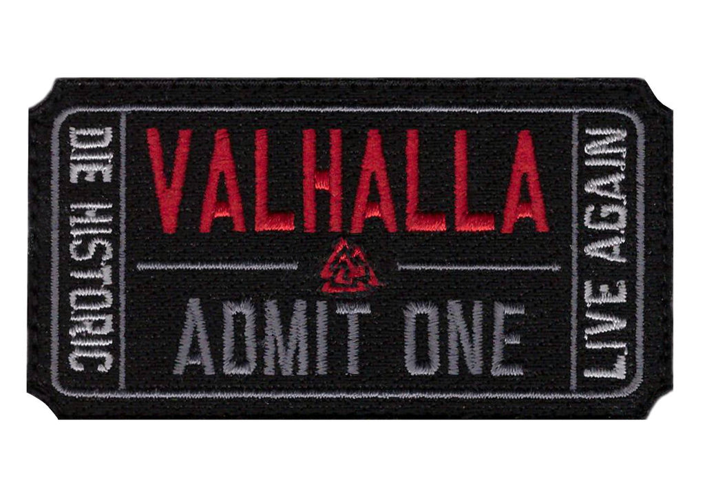 Iron on Valknut Ticket to Valhalla Vikings Mad Max Patch - Black - Titan One