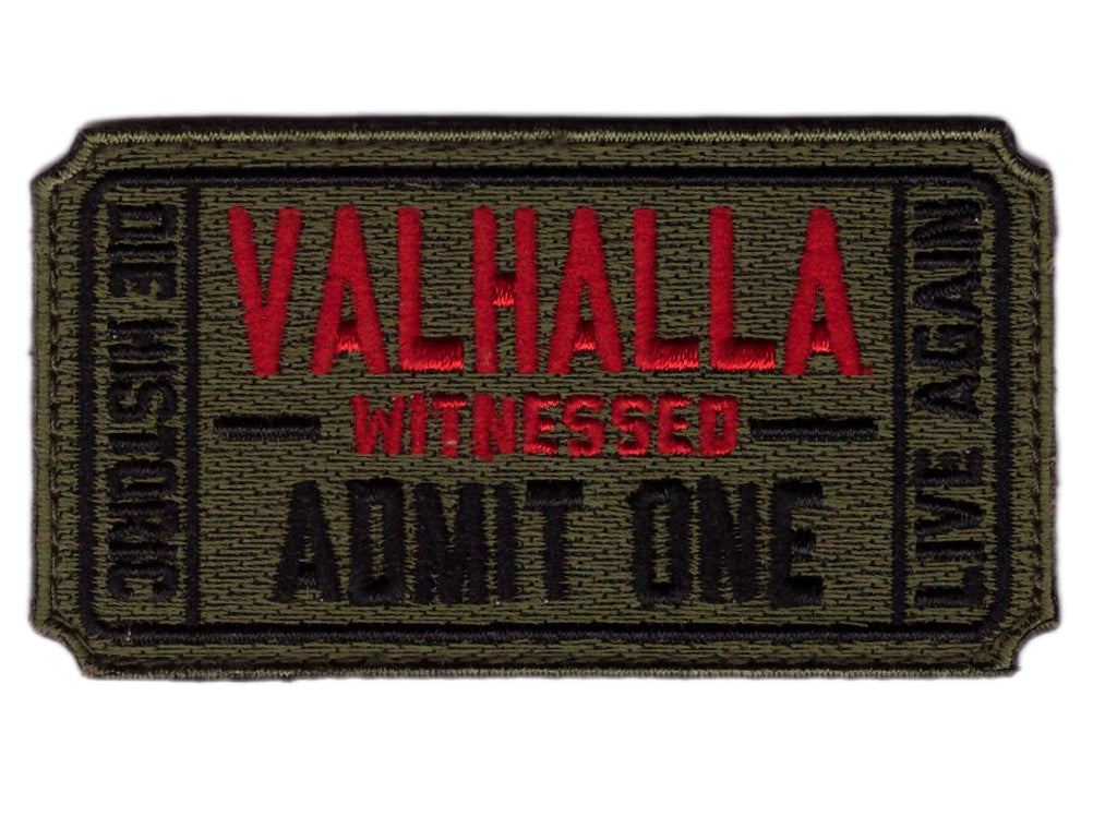 Velcro Witnessed Ticket to Valhalla Vikings Odin Patch - Olive Drab - Titan One